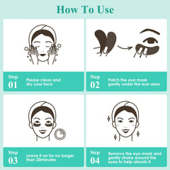Taimand Under Eye Patches demonstration illustrates 20-minute usage for smoother eye area.