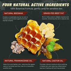 Ingredients: beef tallow, castor oil, and frankincense oil