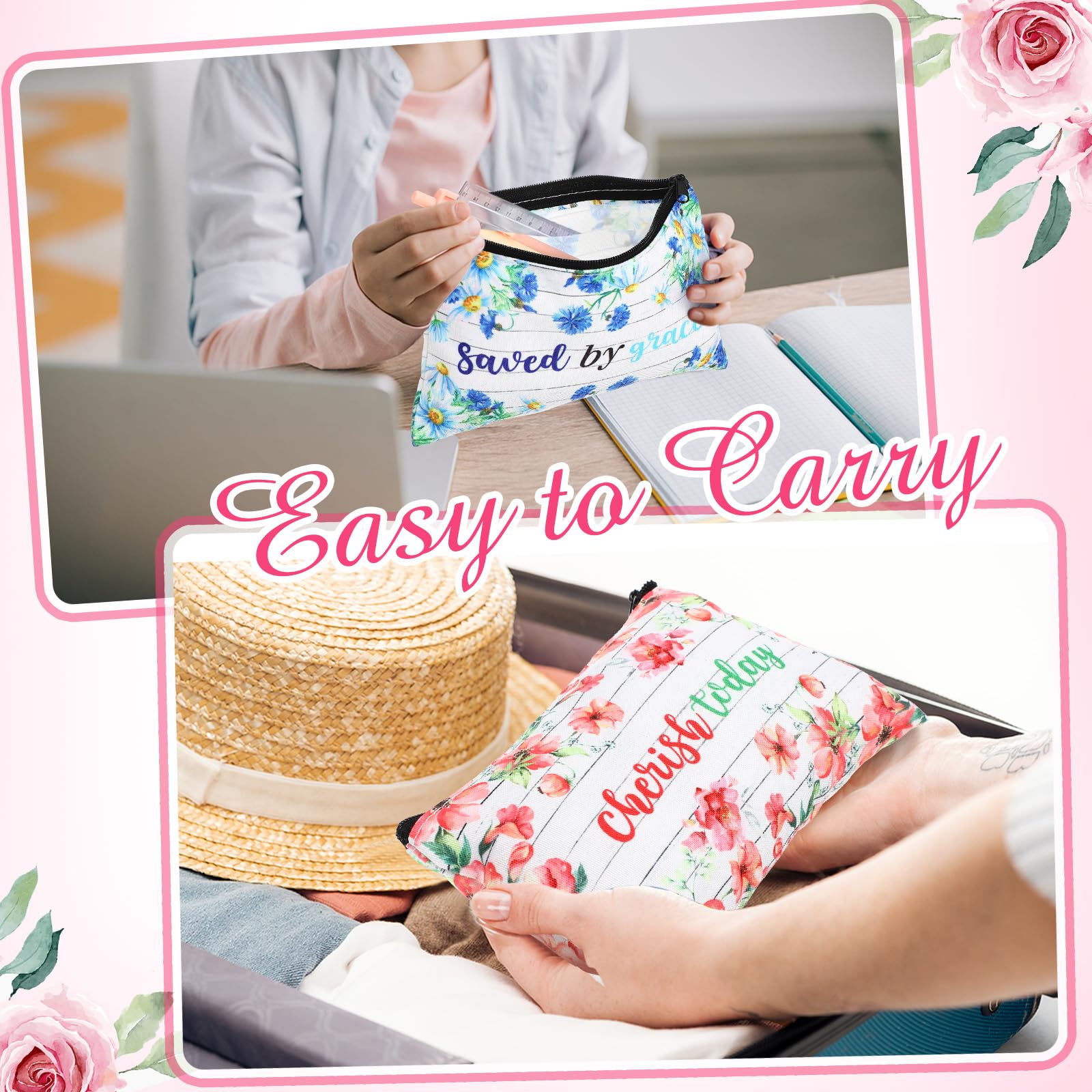 Talltalk compact cosmetic pouch perfect for travel, fits in backpacks or purses.
