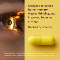 Close-up of supplement capsules for focus and memory support