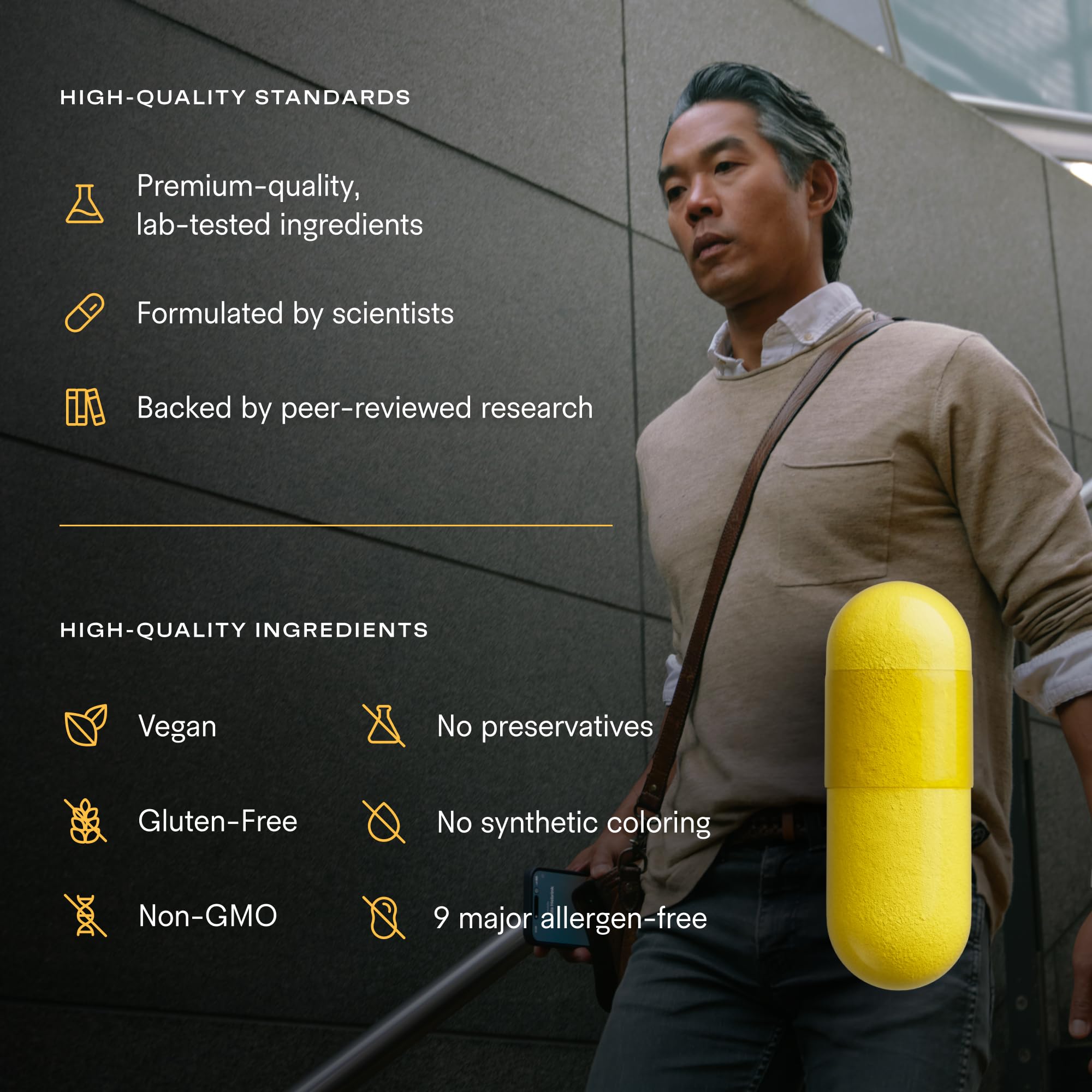 Daily-use bottle emphasizing long-term brain health