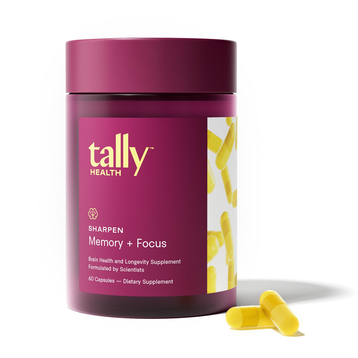 Tally Health Sharpen bottle on white background