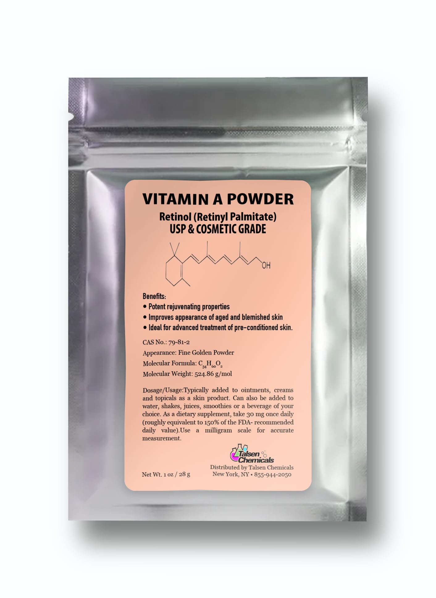 Talsen Chemicals Vitamin A Powder Retinyl Palmitate close-up image 01