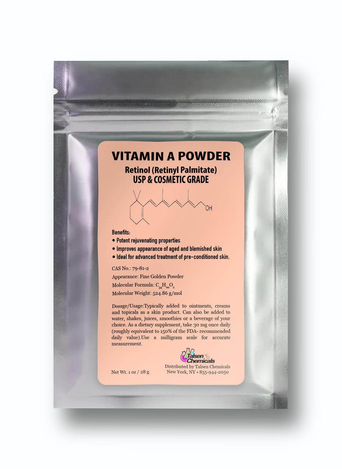 Talsen Chemicals Vitamin A Powder Retinyl Palmitate close-up image 01
