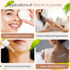 Product shot emphasizing 4 oz (113 g) weight of Vitamin A powder