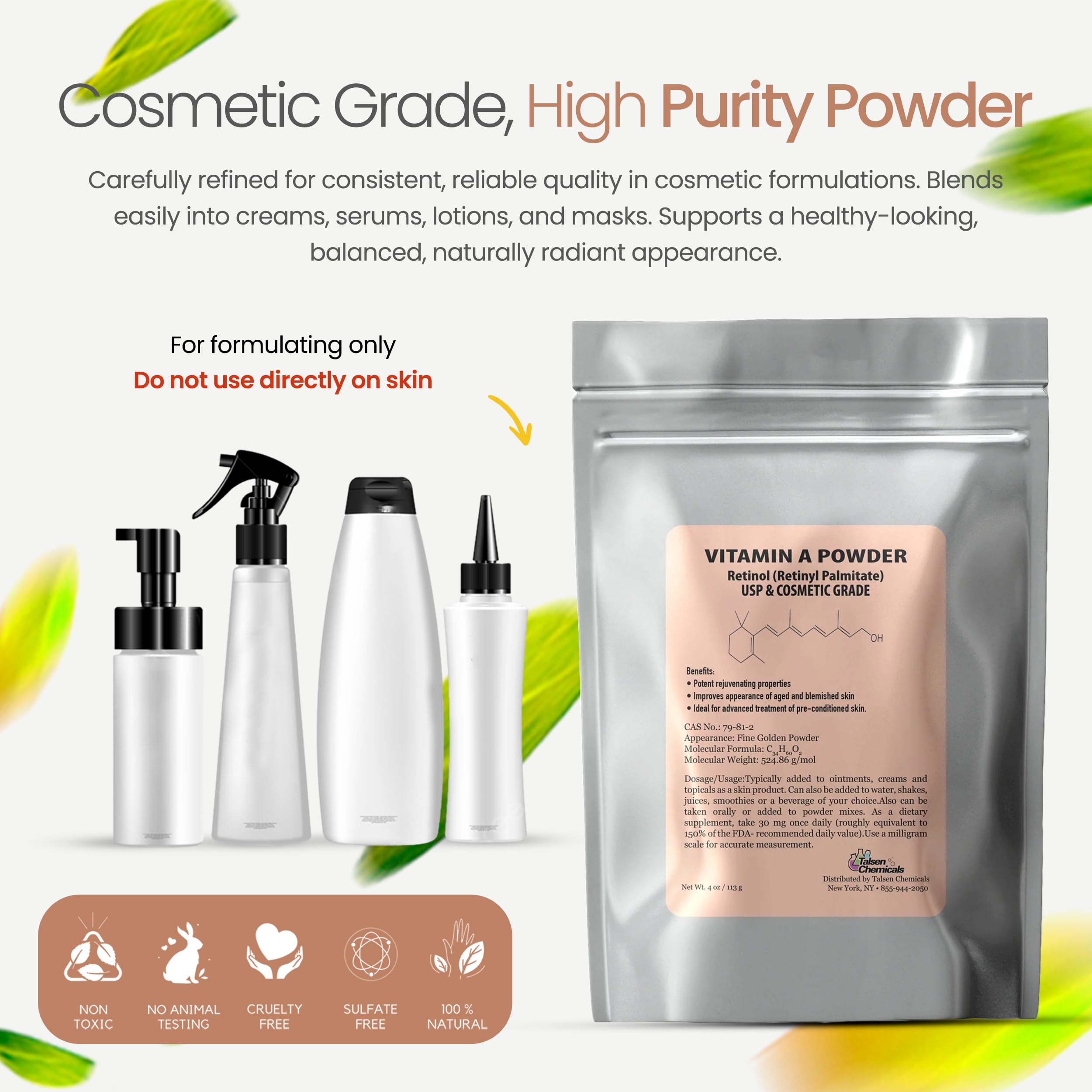 Ingredient card with Retinyl Palmitate and Retinol details