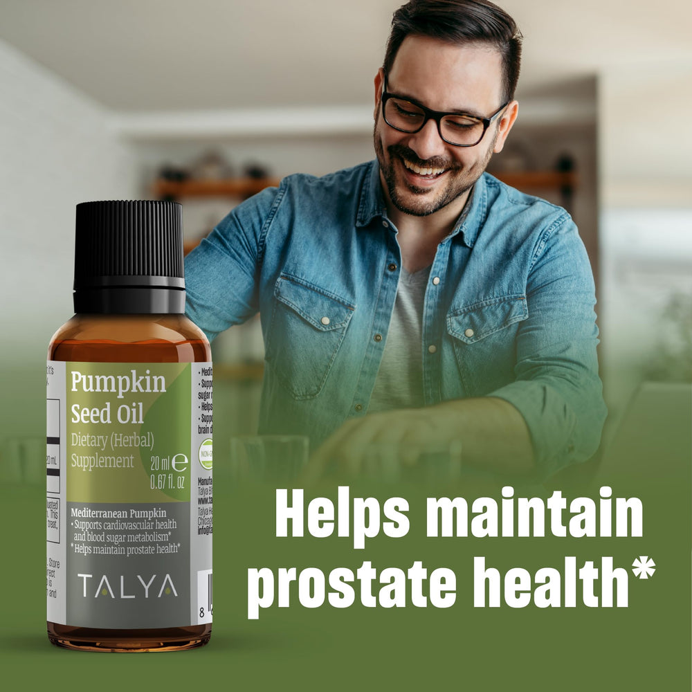 TALYA Pumpkin Seed Oil cold-pressed label – signals purity and preserved nutrients.