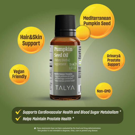 TALYA Pumpkin Seed Oil dropper – precise, mess-free daily dosing for versatile use.