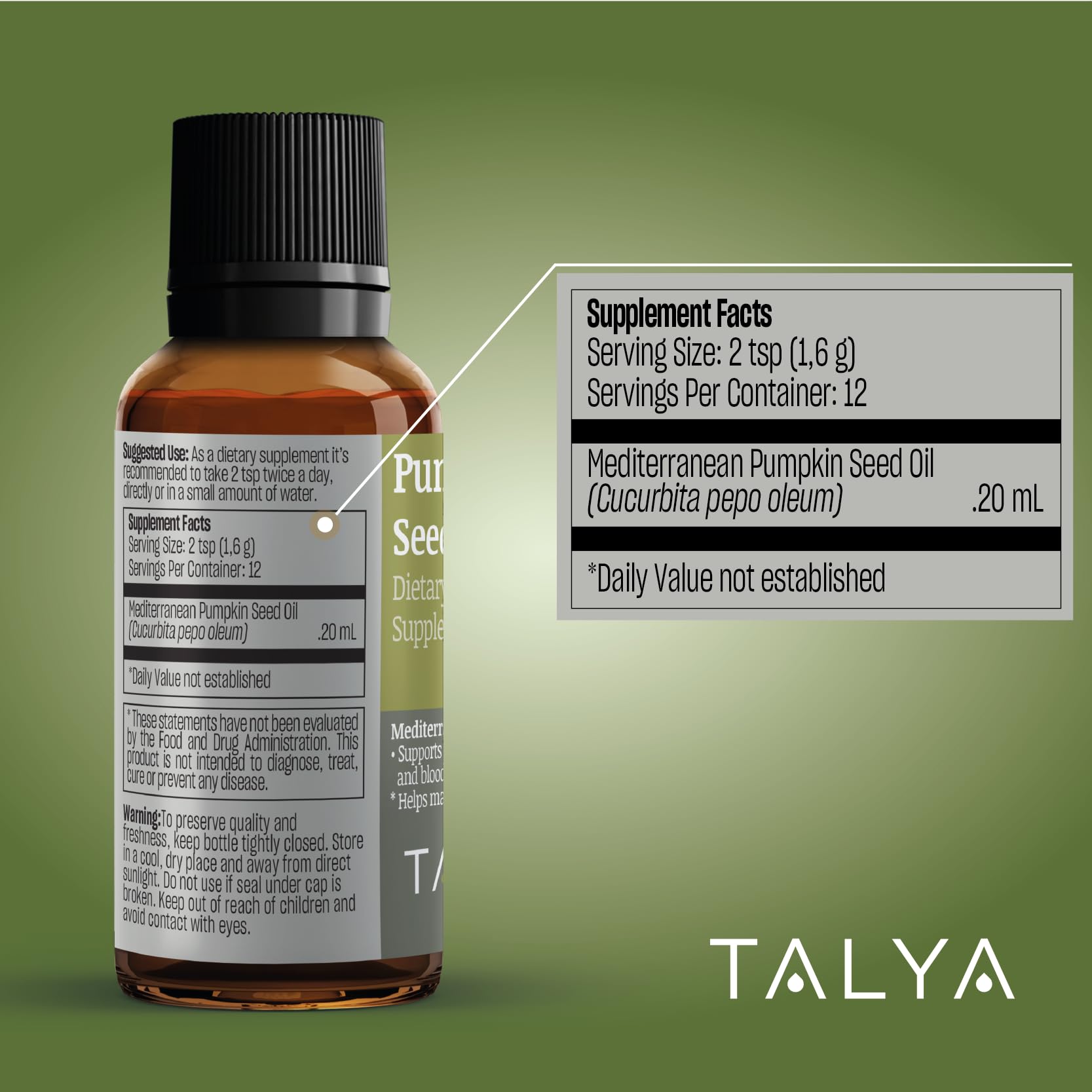 TALYA Pumpkin Seed Oil in hair care routine – gently warmed for scalp nourishment.