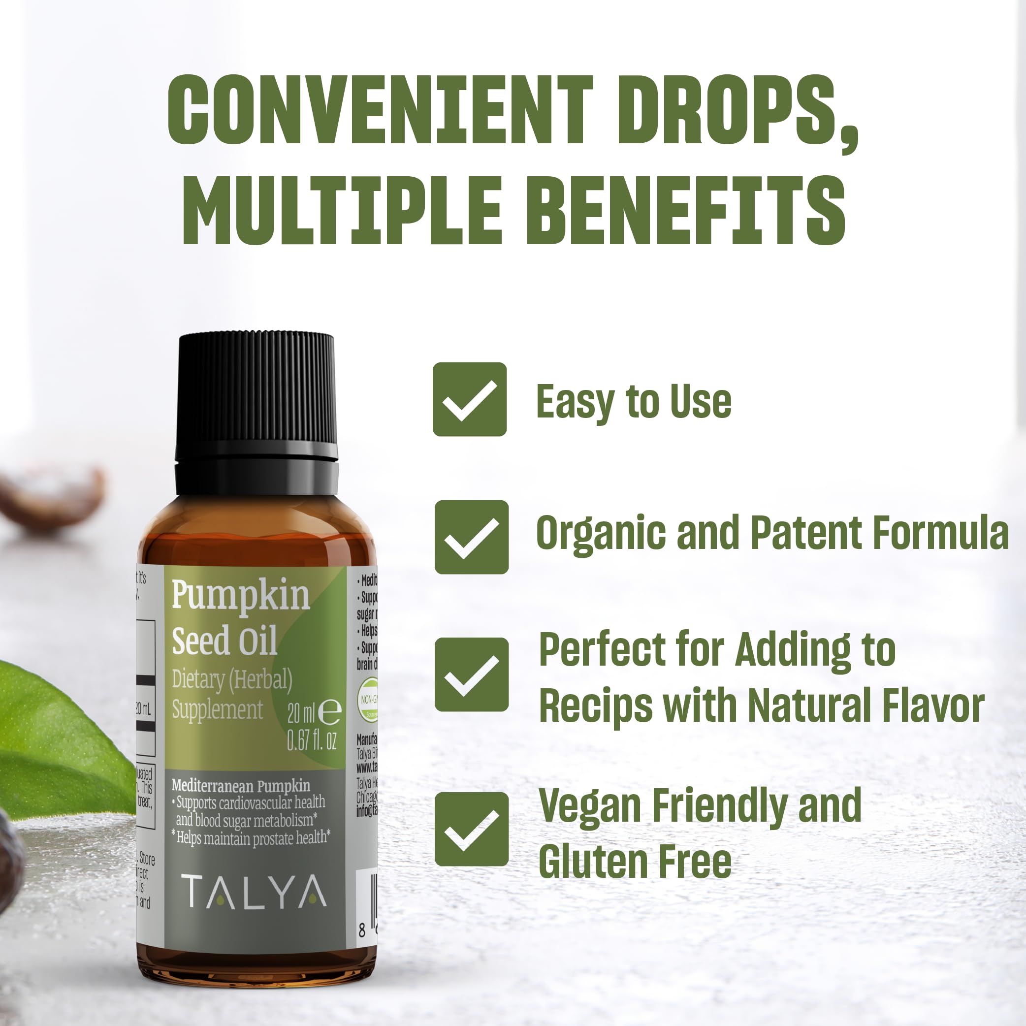 TALYA Pumpkin Seed Oil on skin – massage-friendly oil for hydration and nourishment.