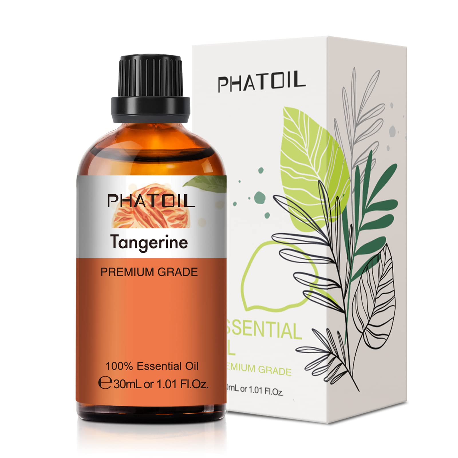 Amber glass Tangerine essential oil bottle with 30ml capacity