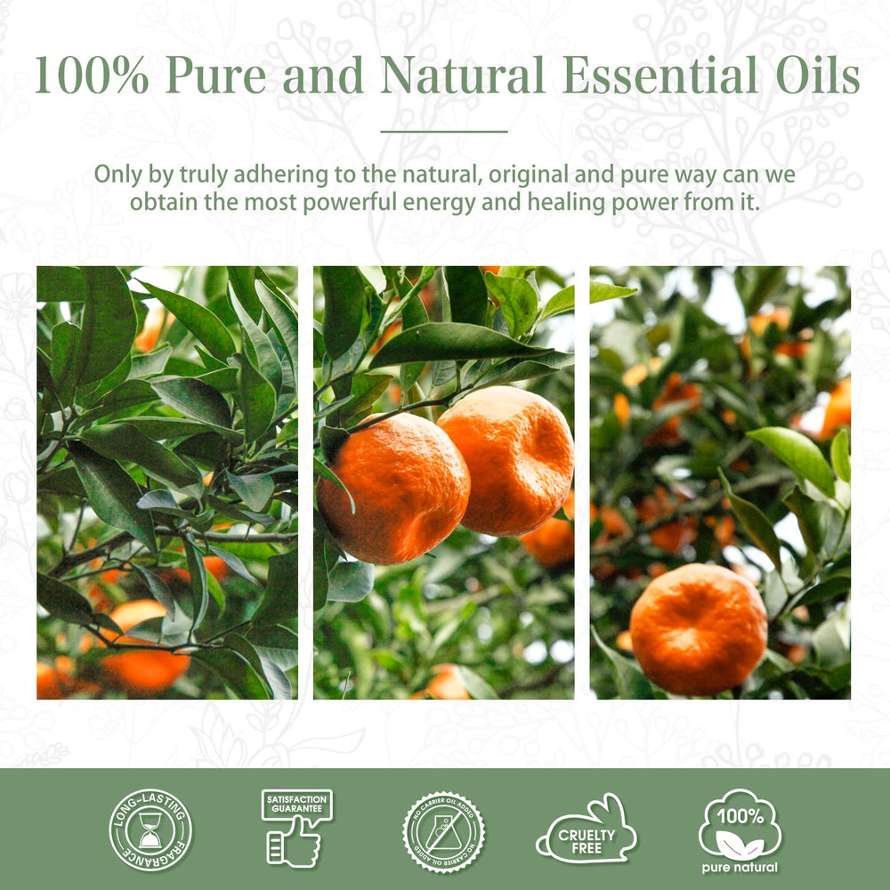 Close-up of Tangerine essential oil amber bottle