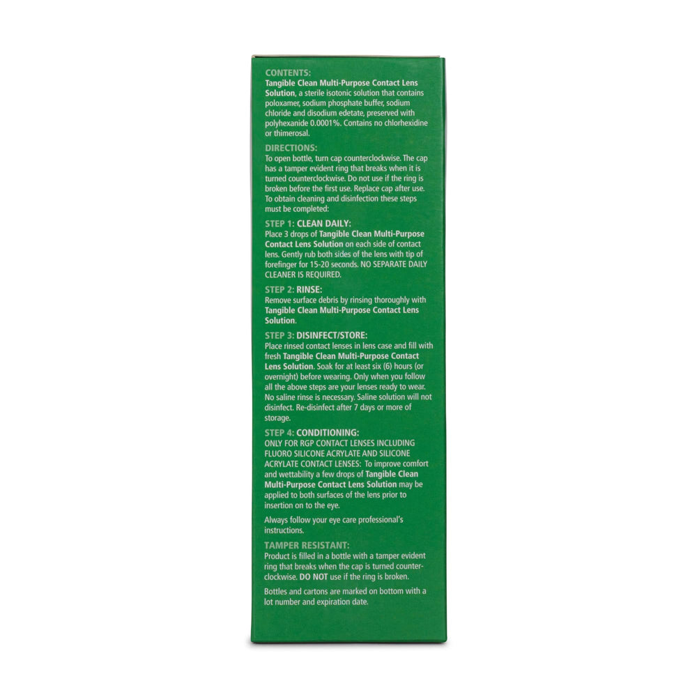 Included lens case with Tangible Clean solution