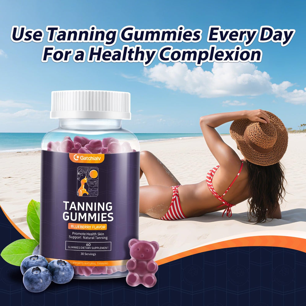Concept image of healthy, glowing skin after using tanning gummies