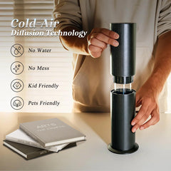 TANOXI diffuser remote control in hand for easy operation.