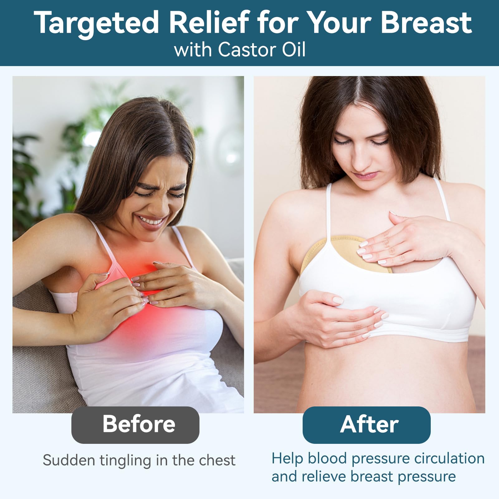 Organic cotton breast pads for castor oil packs