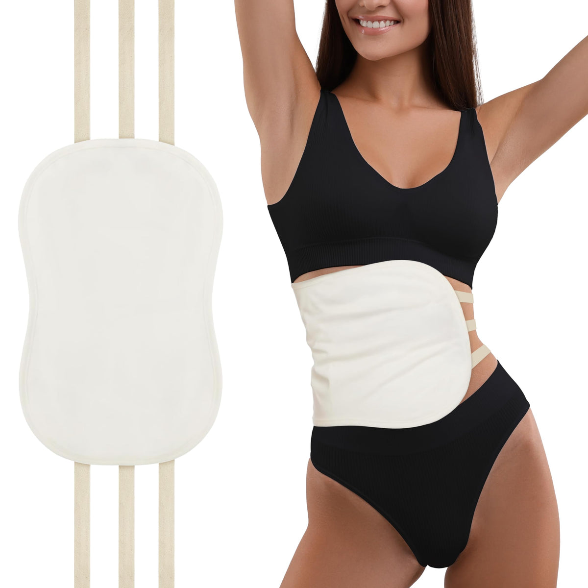 Taoscare Castor Oil Pack Wrap laid flat showing organic cotton flannel layers and leakproof TPU coating
