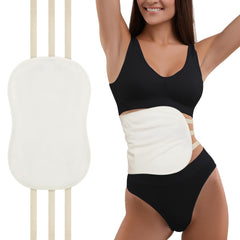 Taoscare Castor Oil Pack Wrap laid flat showing organic cotton flannel layers and leakproof TPU coating
