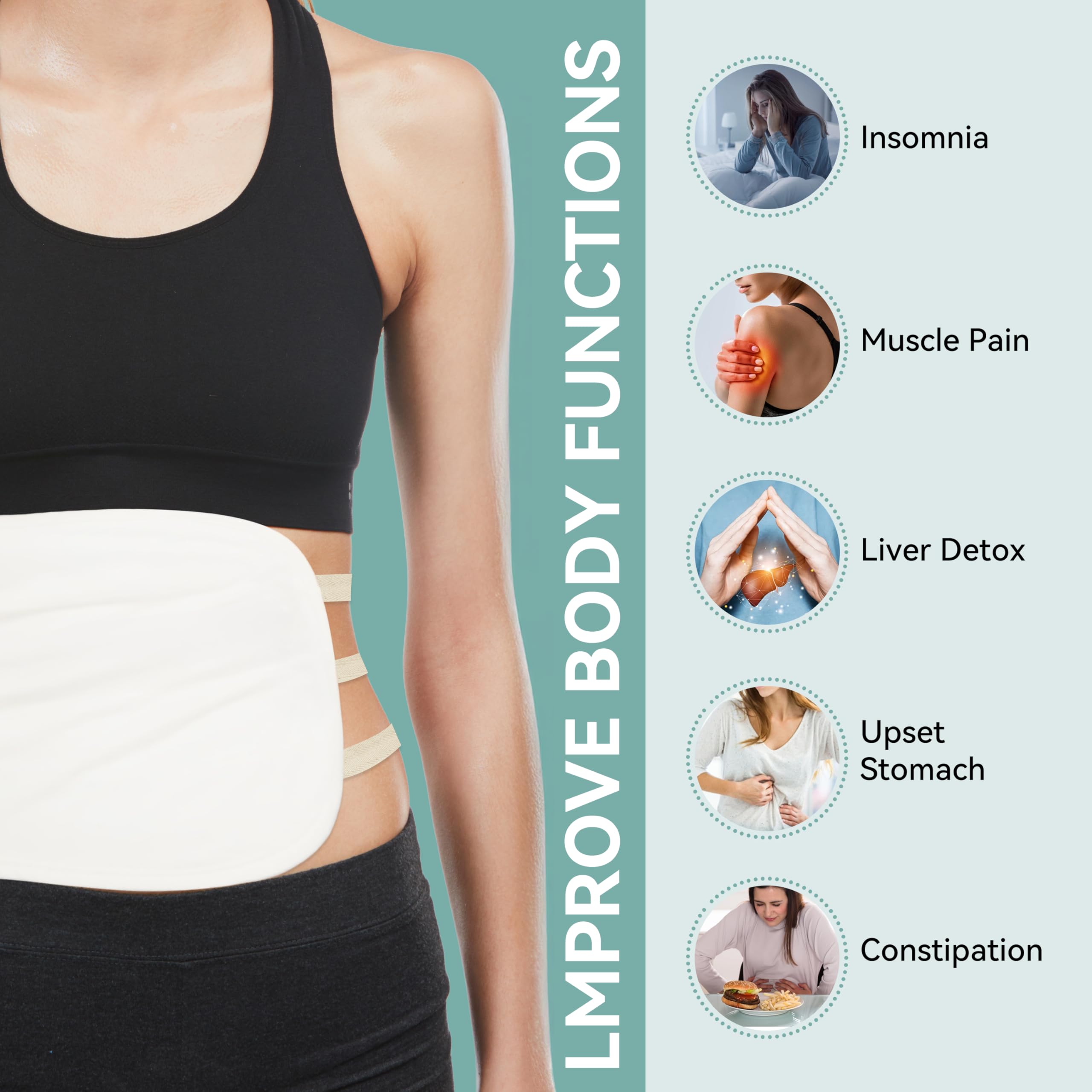Close-up of six adjustable straps on Taoscare Castor Oil Pack Wrap for secure fit