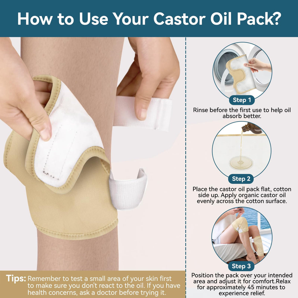 Absorbent cotton interior of castor oil pack wrap