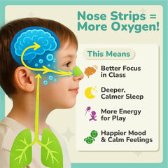 TapeGeeks Nasal Strips for Kids color variety shown for kid-friendly bedtime use.