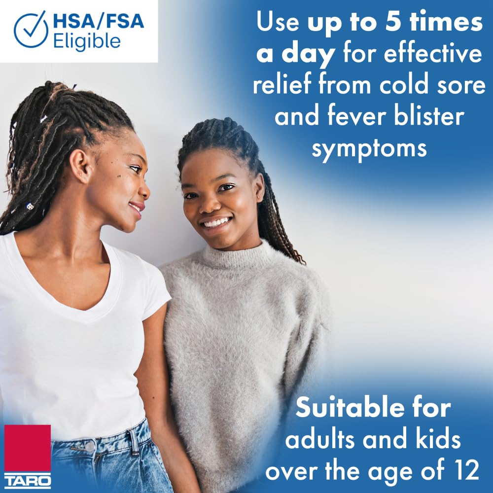 TARO Cold Sore Treatment display focuses on compact two-pack for home, bag, or office.