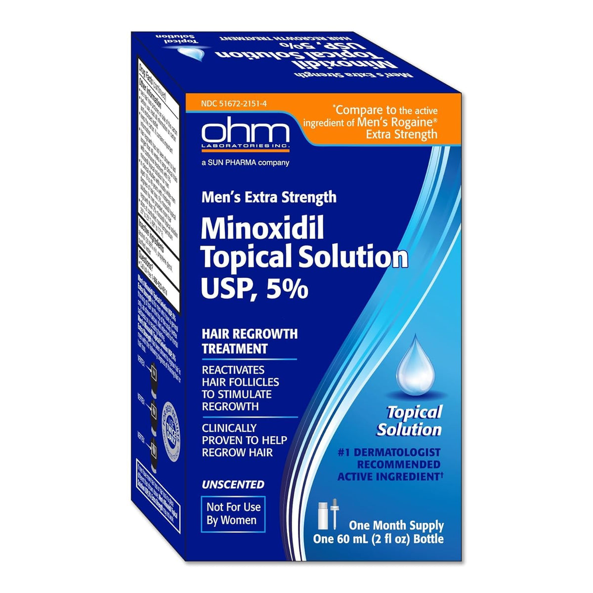 TARO Minoxidil 5% bottle promotes easy daily topical hair regrowth application.