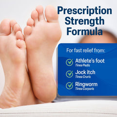 TARO Terbinafine 1% cream being applied to the foot for fast symptom relief.