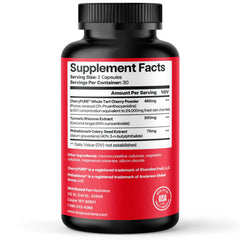 Tart cherry capsules label on bottle