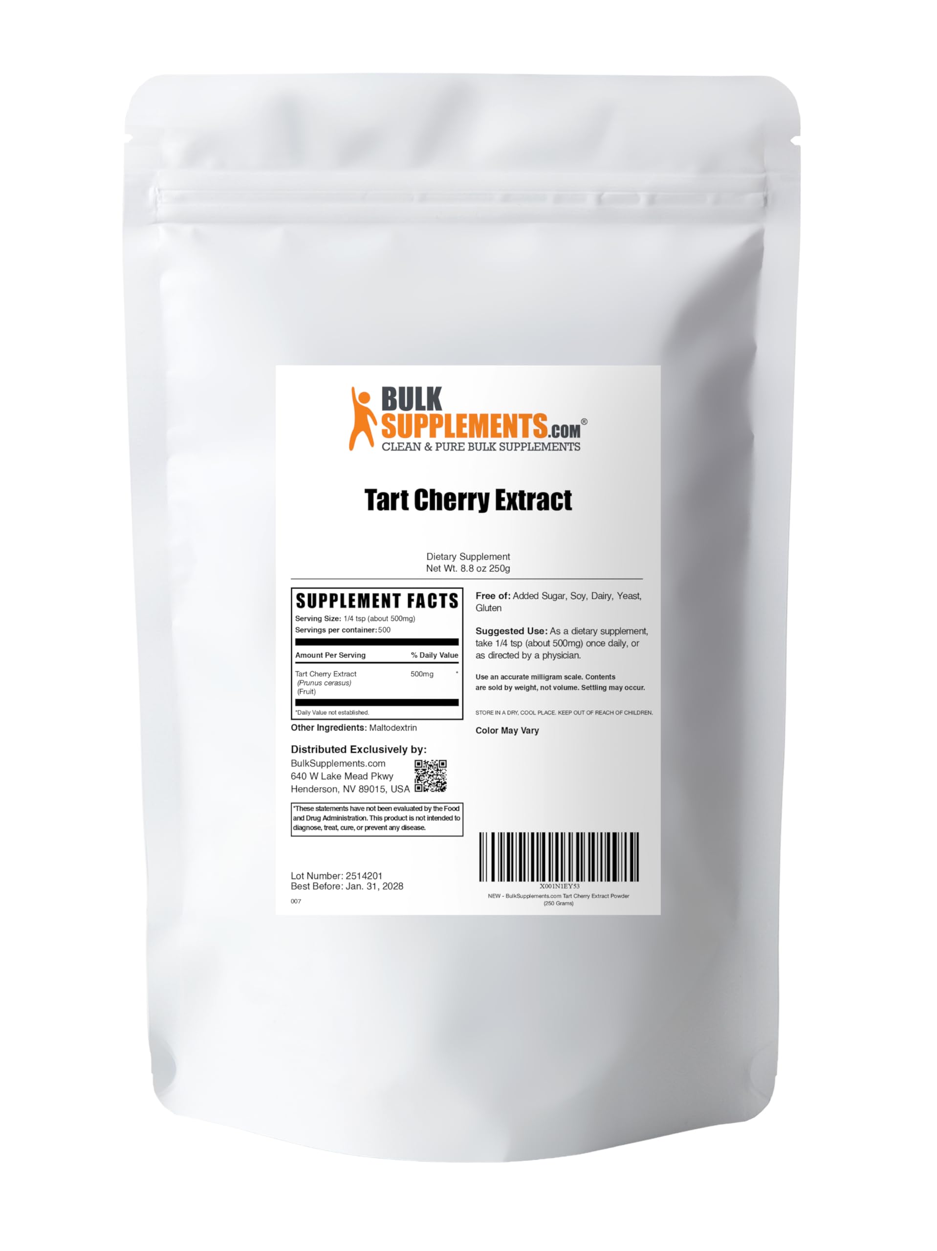 Third-party testing certification for Tart Cherry Extract