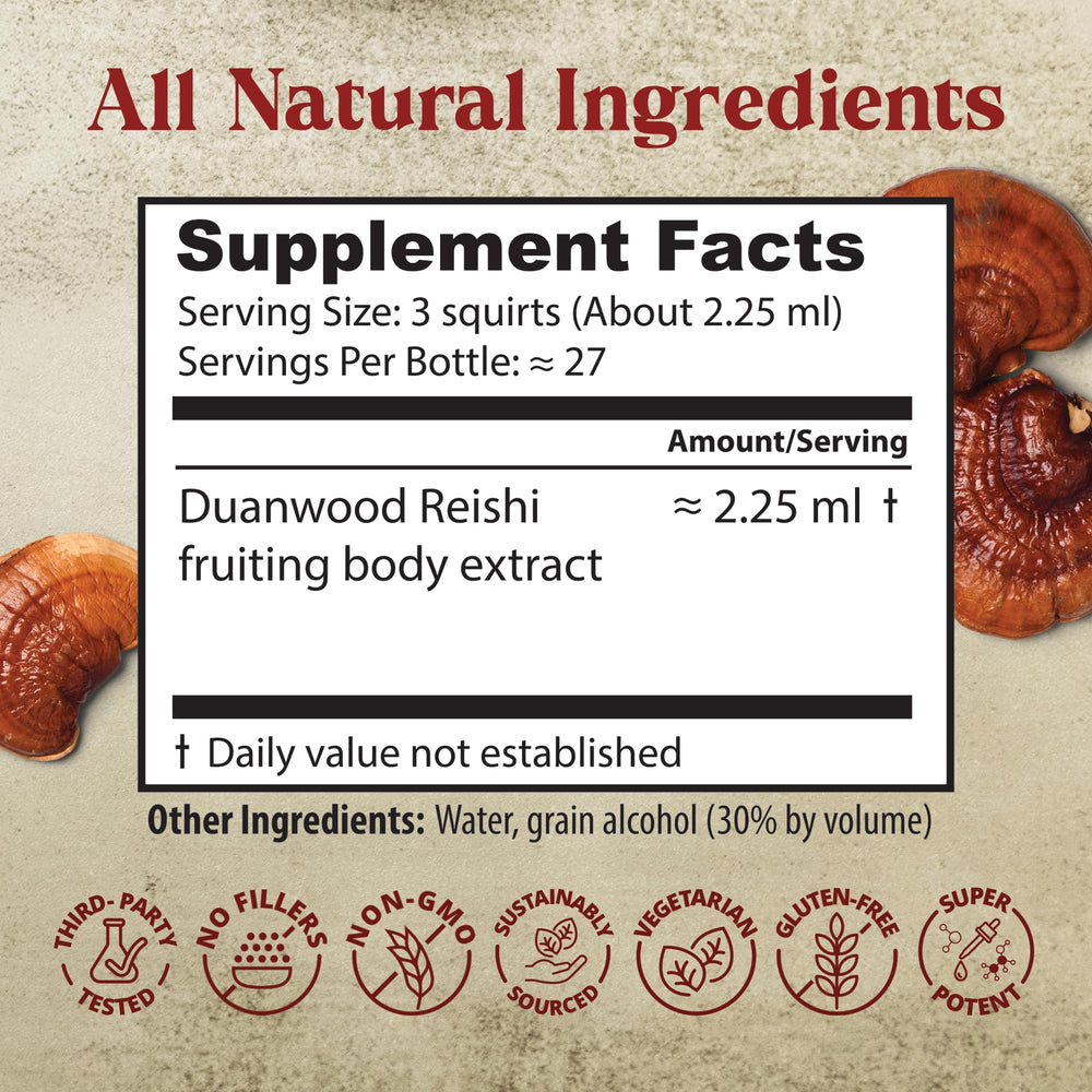 Close-up of Reishi tincture being added to coffee or tea