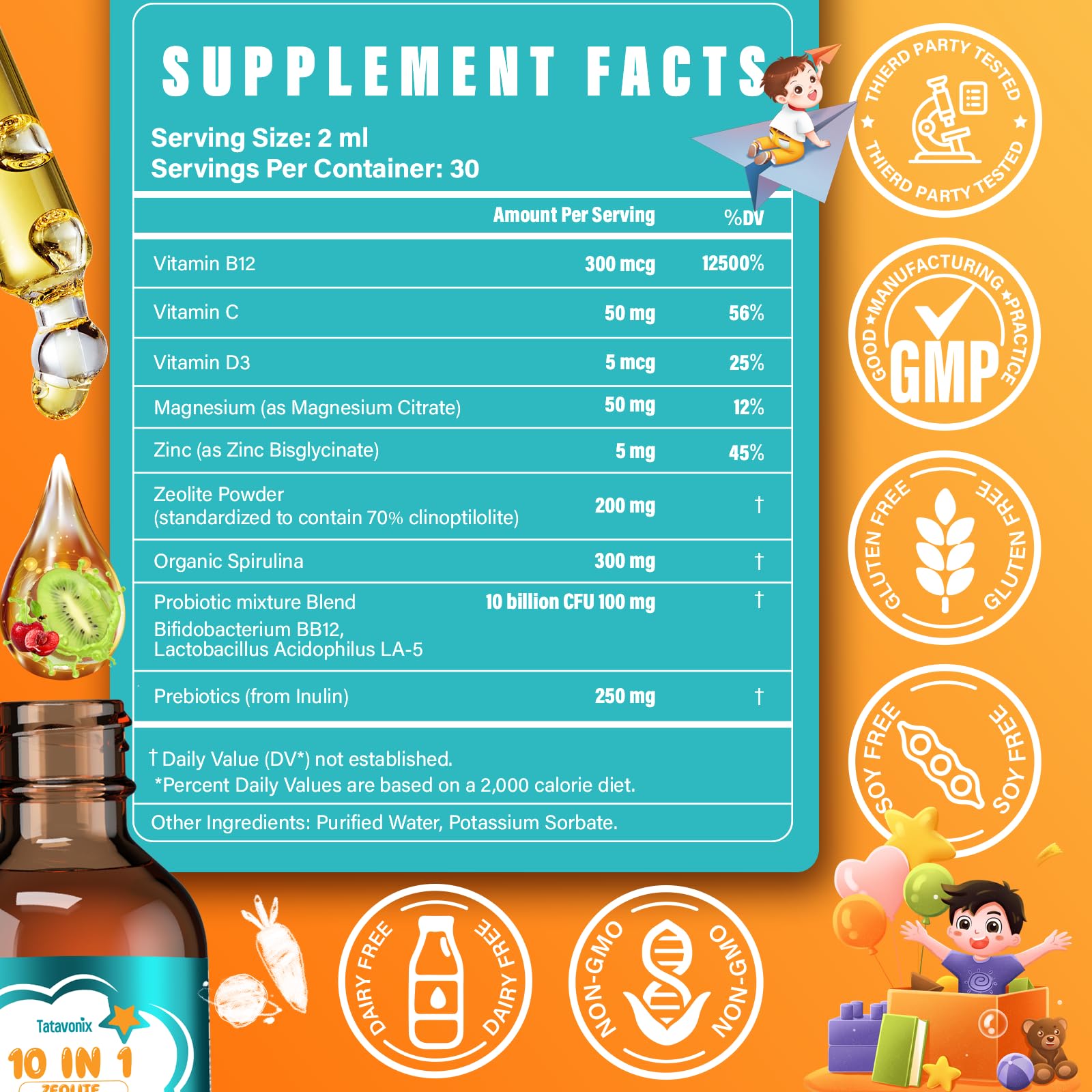 Product label showing ingredients