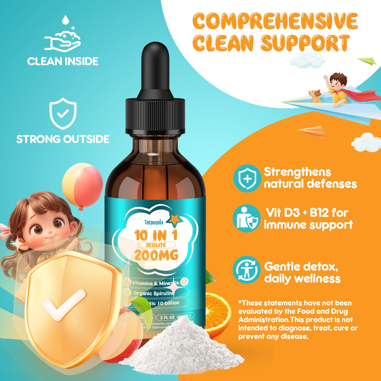 Strawberry flavored Zeolite Detox Drops bottle