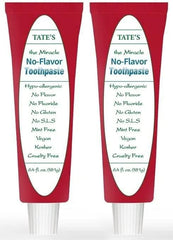 Front packaging of Tate's No Flavor Fluoride-Free Toothpaste (Pack of 2)