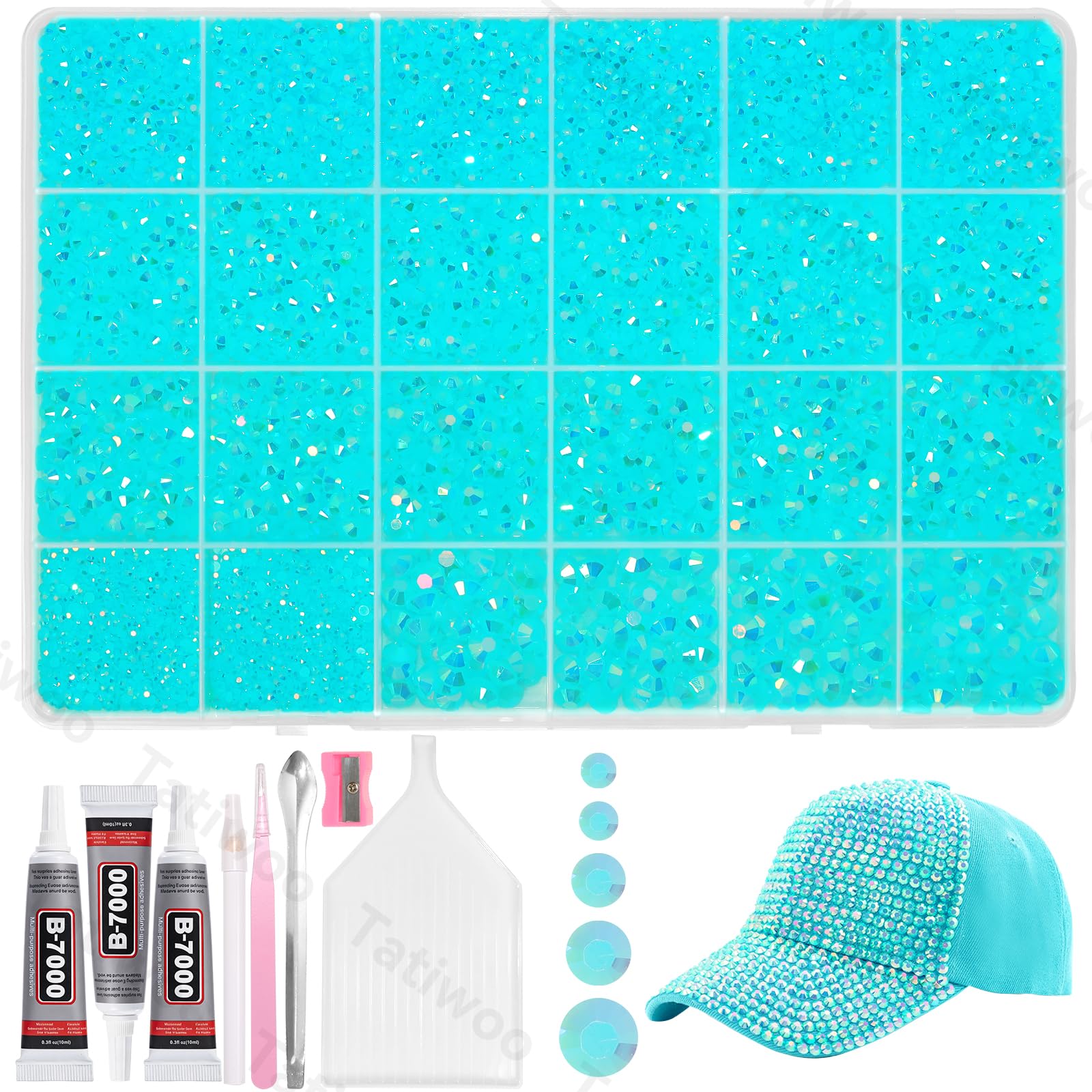 Tatiwoo 20000 sky blue AB flatback rhinestones for sparkling craft embellishments