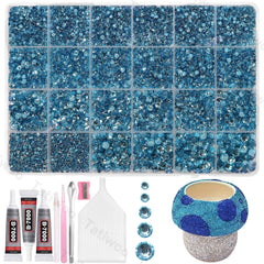 Tatiwoo 20000Pcs light blue rhinestones for bedazzling tumblers and crafts.