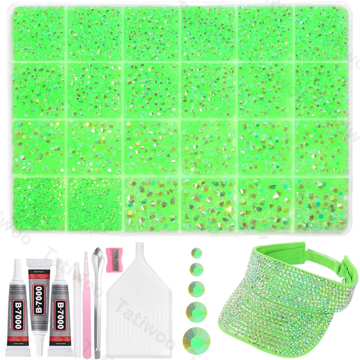 Tatiwoo 20000Pcs light green flatback rhinestones for fabric embellishment