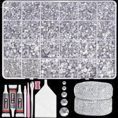 Tatiwoo 20000Pcs rhinestones with flatback silver white crystal shine for crafts