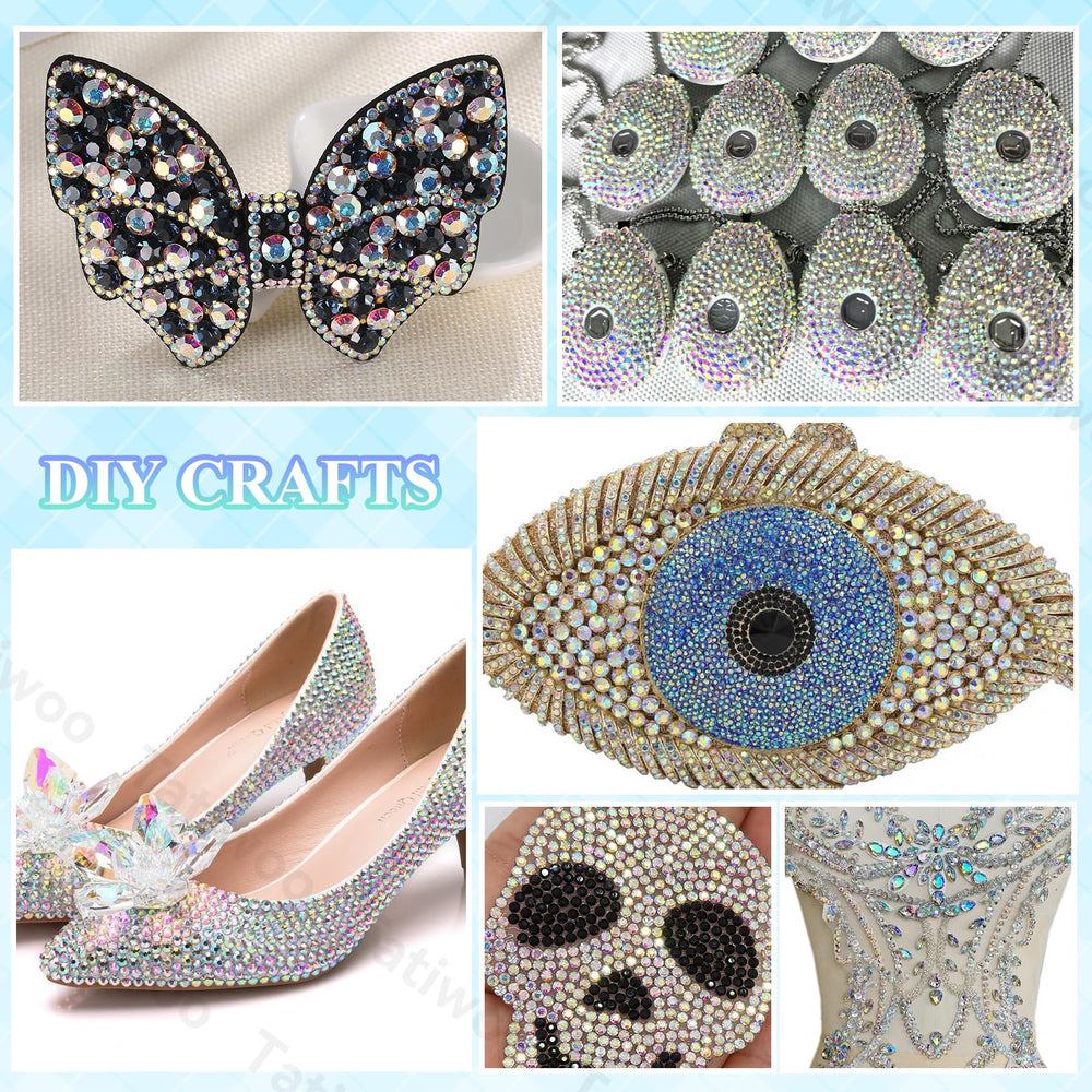 Tatiwoo packaging with ready-to-use rhinestones for quick projects.