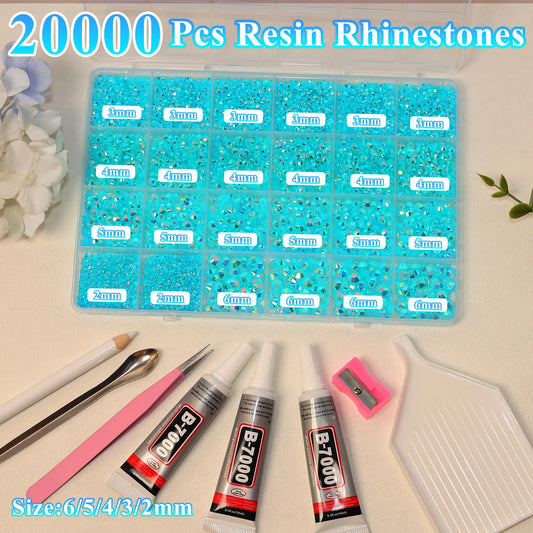 Tatiwoo blue AB rhinestones in 2–6mm sizes for detail or bold accents