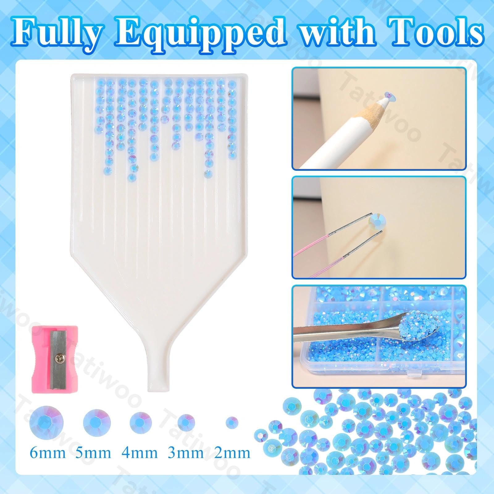 Tatiwoo blue flatback rhinestones 5mm for standout embellishments on caps and garments