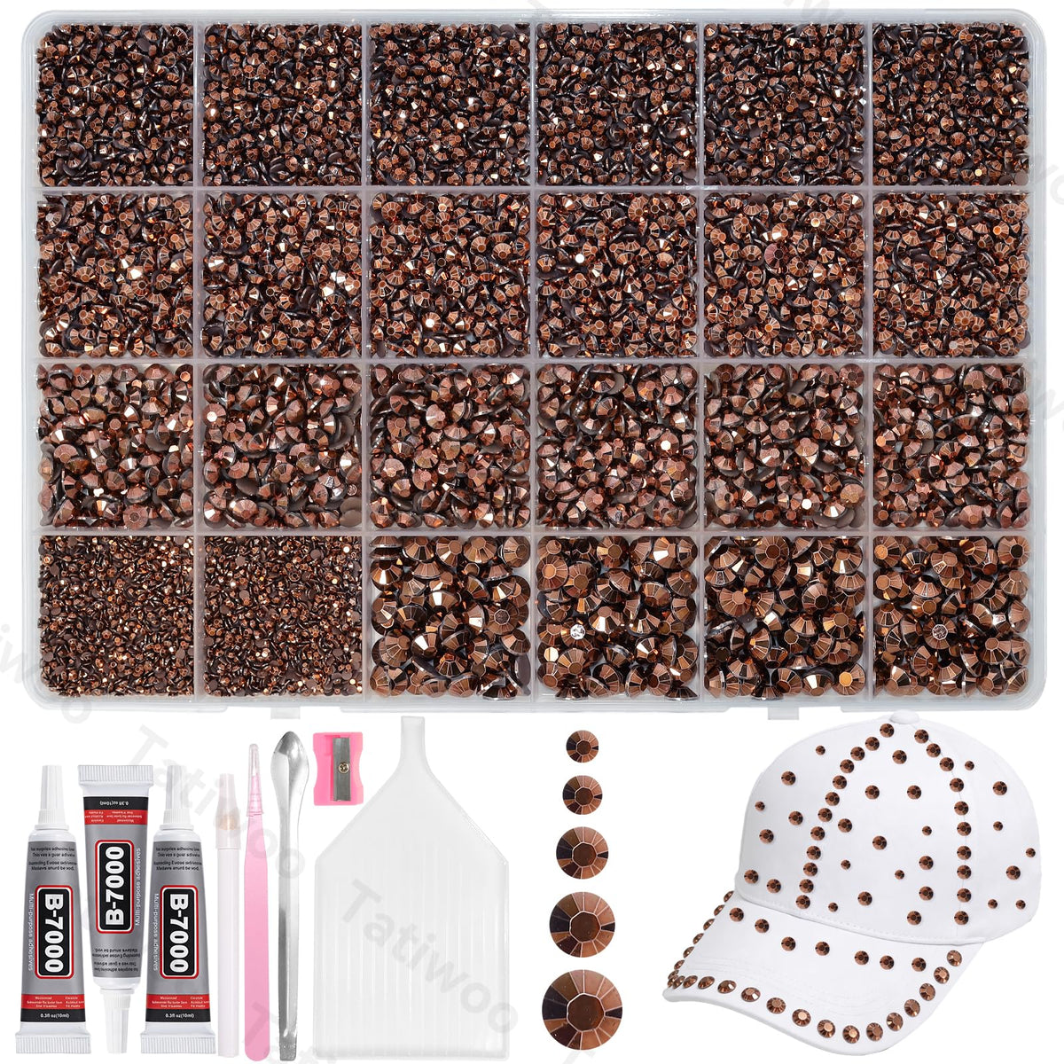 Tatiwoo bronze tan rhinestones 20000-pack main kit for versatile craft embellishments.