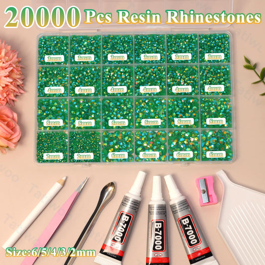 Tatiwoo 2mm dark green jelly rhinestones for delicate detail accents