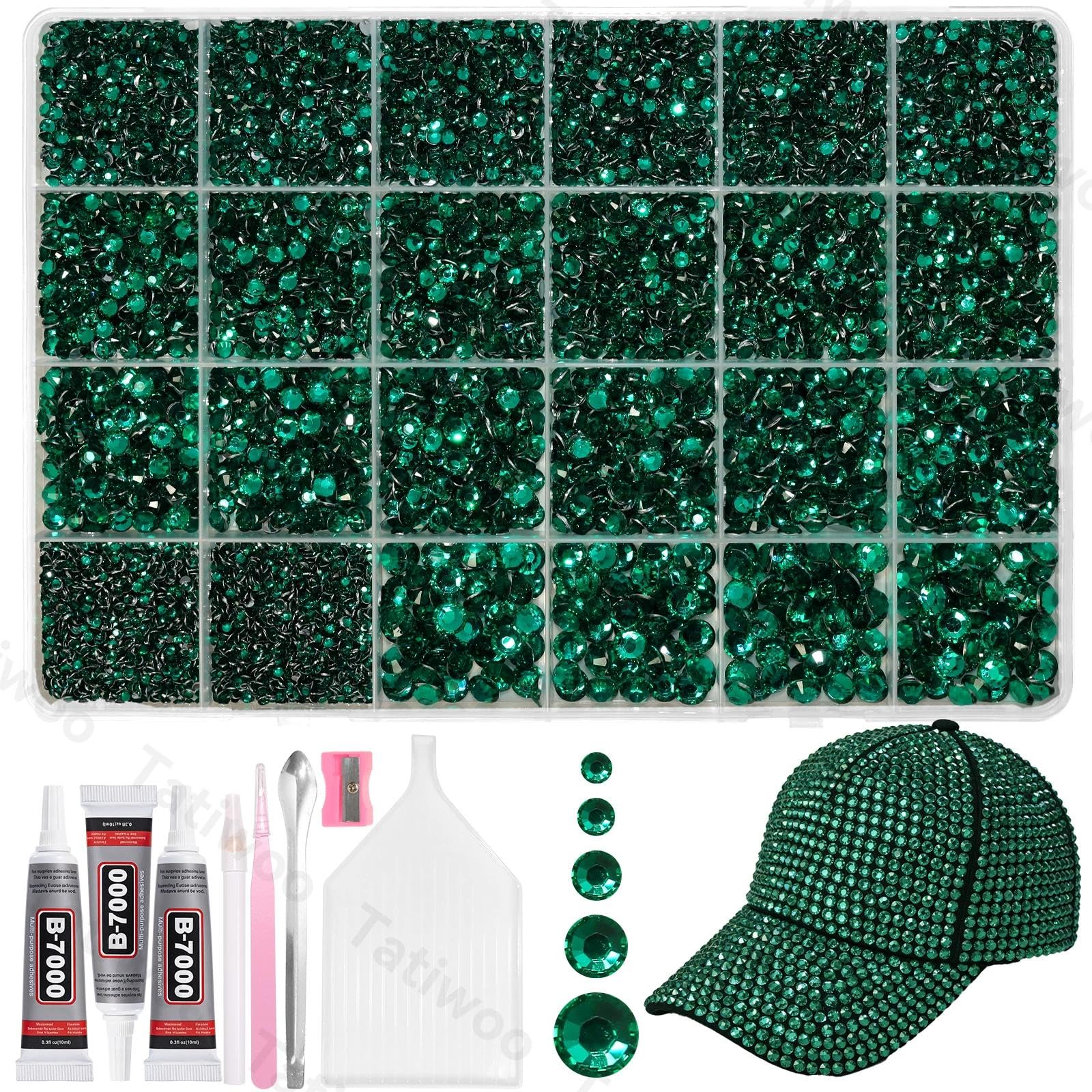 Tatiwoo emerald flatback rhinestones 2mm for delicate fabric detailing
