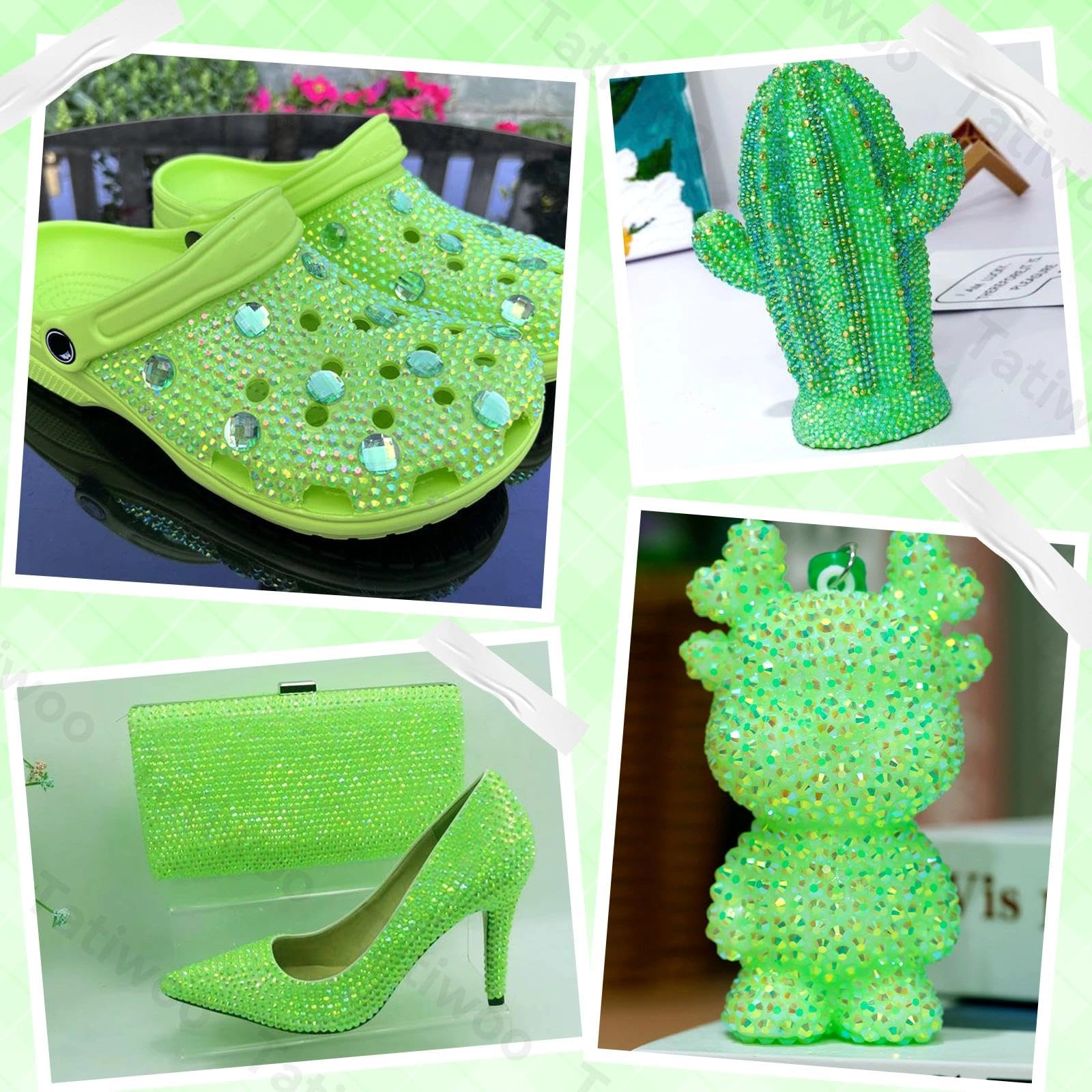 Tatiwoo green jelly resin rhinestones with mixed sizes for DIY crafts
