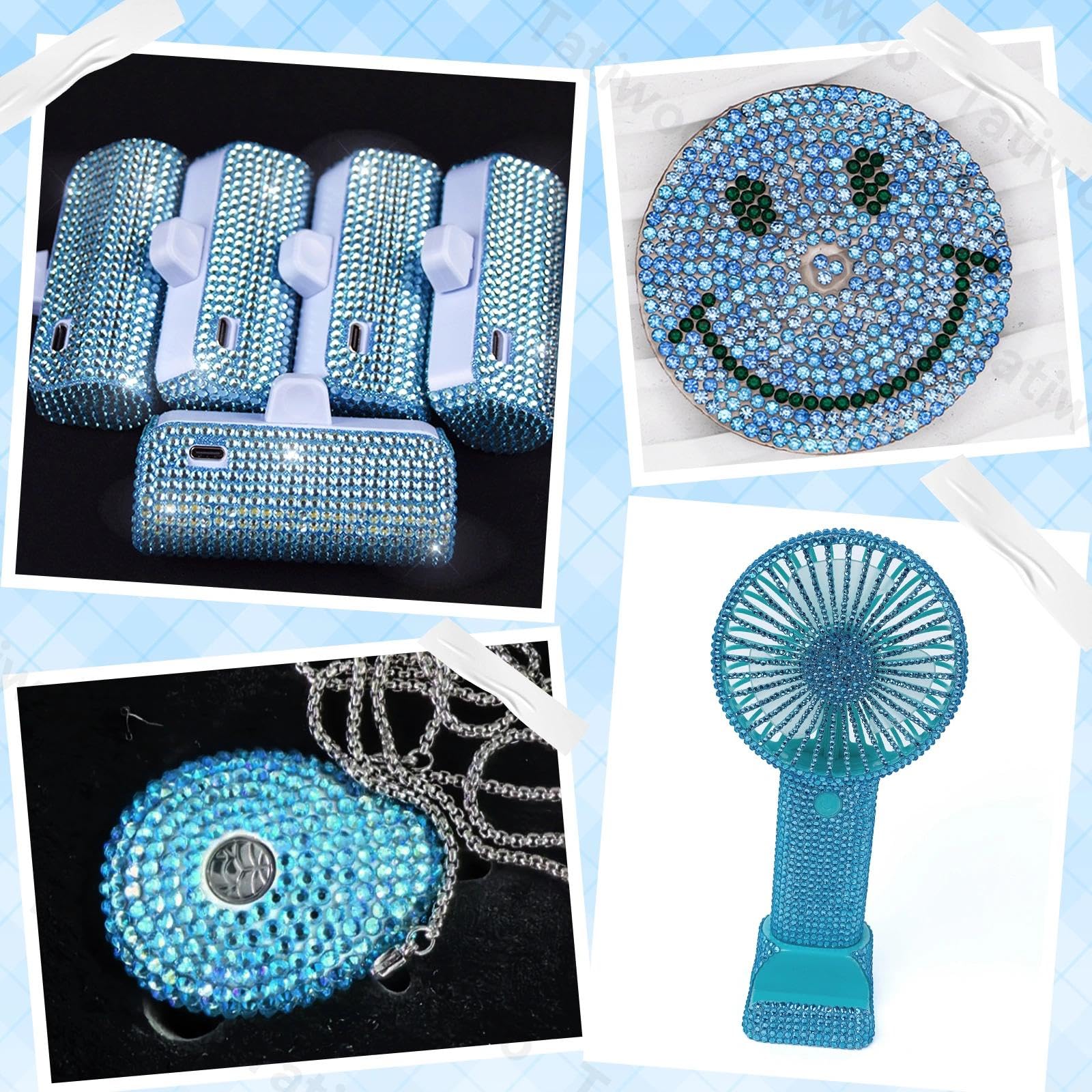 Tatiwoo light blue crystal-coated flatback rhinestones for precise crafting.