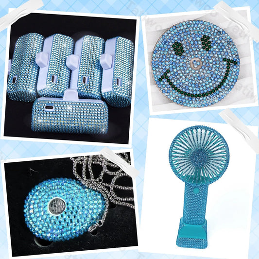 Tatiwoo light blue crystal-coated flatback rhinestones for precise crafting.