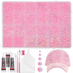 Tatiwoo light pink AB rhinestones in mixed sizes for versatile DIY embellishments.
