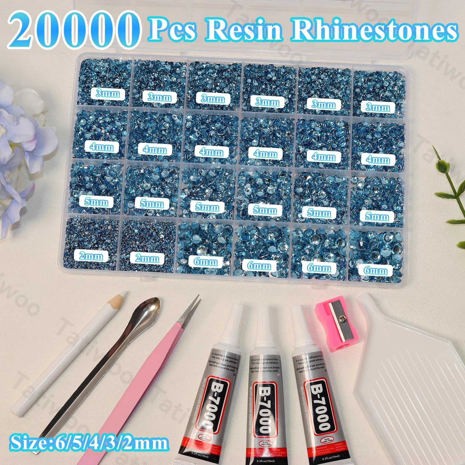 Tatiwoo mixed sizes 2–6mm rhinestones support flexible DIY detailing.
