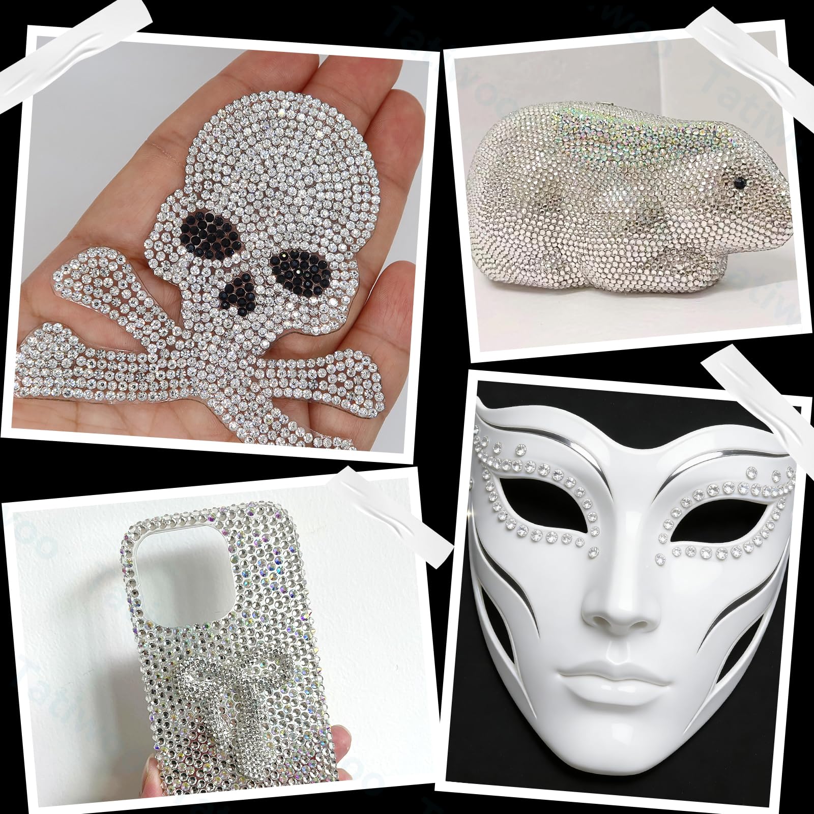 Nail art and jewelry embellishment with silver clear rhinestones